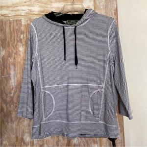 Like New Worn Ralph Lauren Pullover Hooded Black & White Striped Knit Top